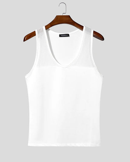 INCERUN Men's Mesh See-Through Tank Tops