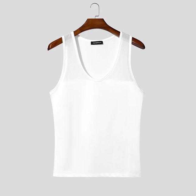 INCERUN Men's Mesh See-Through Tank Tops