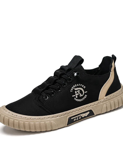 Men's Casual Canvas Lace-Up Sneakers – Comfortable Flat Sneakers for Everyday Wear