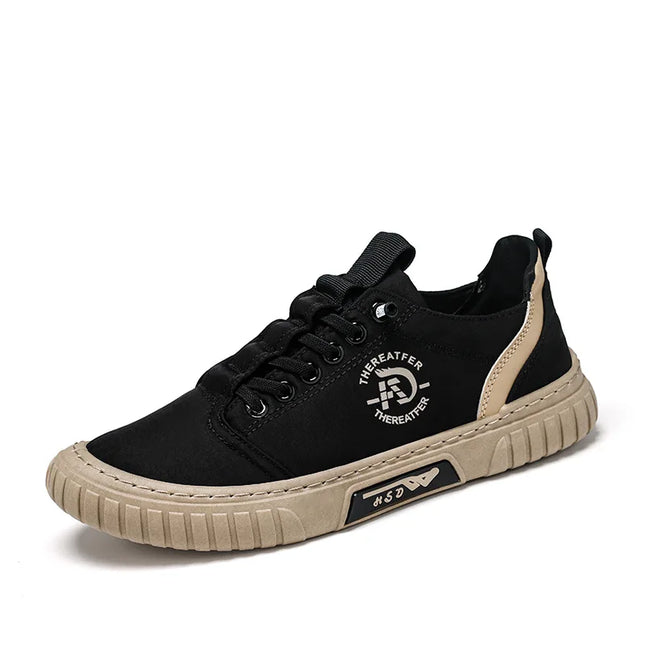 Men's Casual Canvas Lace-Up Sneakers – Comfortable Flat Sneakers for Everyday Wear