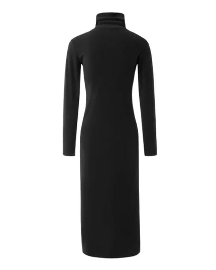 Women's Skinny Fit High-Neck Sweater Dress with Side Slits