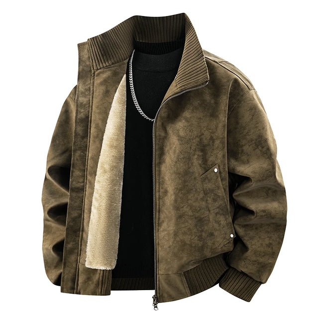 Men's Thick Fleece Jacket – Loose Fit Warm Winter Coat for Men