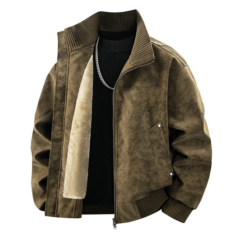 Men's Thick Fleece Jacket – Loose Fit Warm Winter Coat for Men