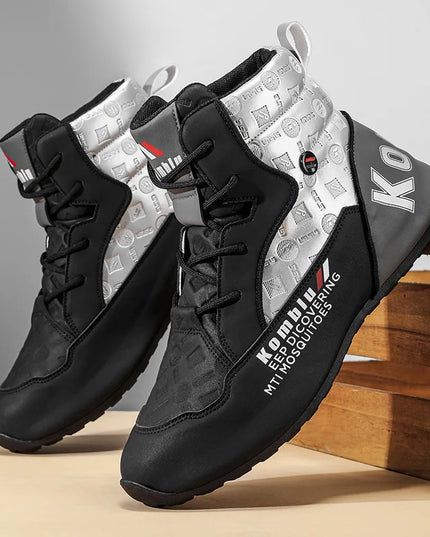 Men’s High-Top Casual Sneakers with Trendy Embossed Design and Shock-Absorbing Comfort