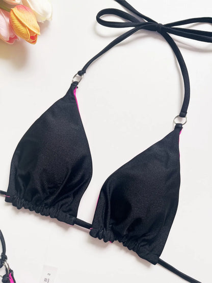 Women's Solid Bandage Bikini Set - Two-Piece Triangle Swimwear