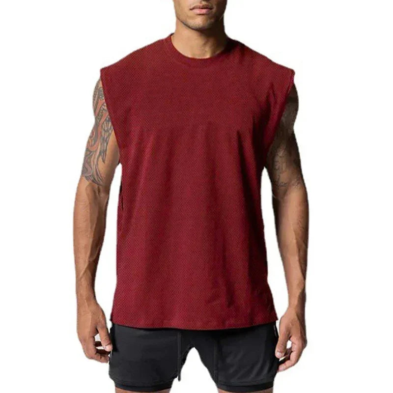 Men's Open Side Cut-Off Vest - Gym Tank Top for Men