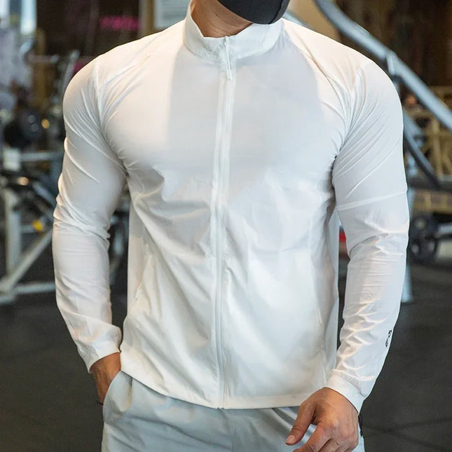 Men's Breathable Elastic Compression Jacket - Lightweight, Athletic Fit for Active Wear