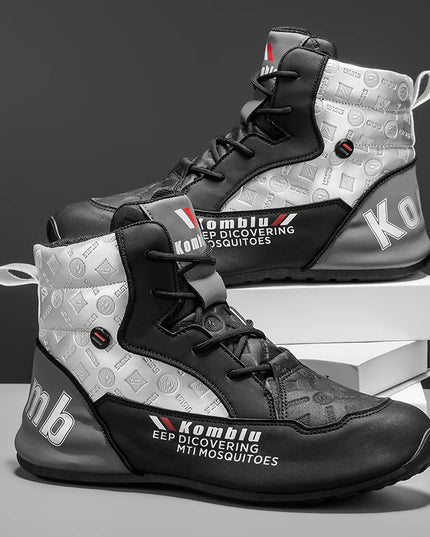 Men’s High-Top Casual Sneakers with Trendy Embossed Design and Shock-Absorbing Comfort