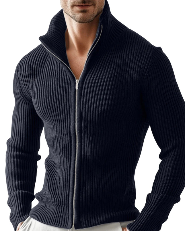 Men's Slim Fit Zipper Stand Collar Jacket