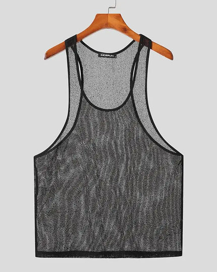 INCERUN Men's Transparent Mesh Tank Top