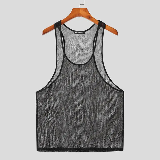 INCERUN Men's Transparent Mesh Tank Top
