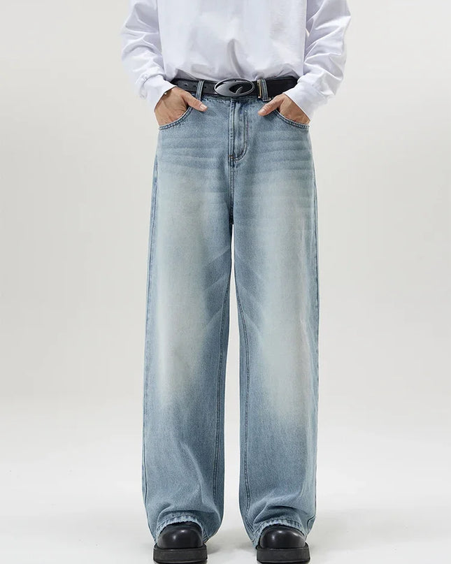 Men's Retro Washed Wide Leg Denim Jeans