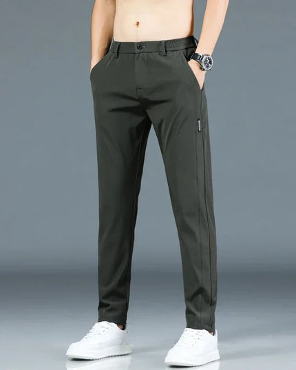 Slim Fit Stretch Men's Casual Pants with Elastic Waistband - Various Colors