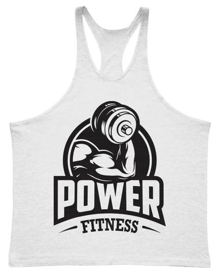 Men's Power Fitness Printed Cotton Stringer Tank Top
