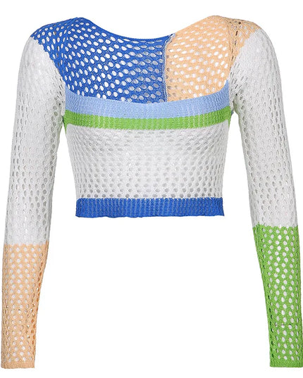Women's Knitted Long Sleeve Crop Top