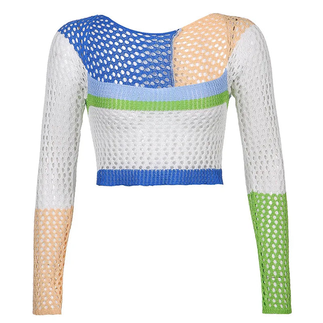 Women's Knitted Long Sleeve Crop Top