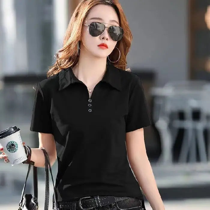 Women's Casual Polo T-Shirt - Relaxed Fit