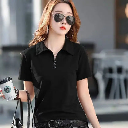 Women's Casual Polo T-Shirt - Relaxed Fit