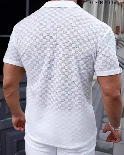 Men's Breathable Lace Hollow-Out Casual Shirt