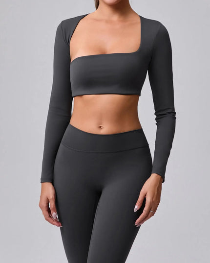 Women's Cut-Out Sport Top, Cropped, Asymmetric Square Neck