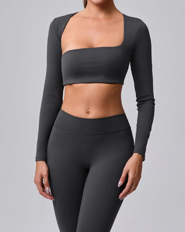 Women's Cut-Out Sport Top, Cropped, Asymmetric Square Neck