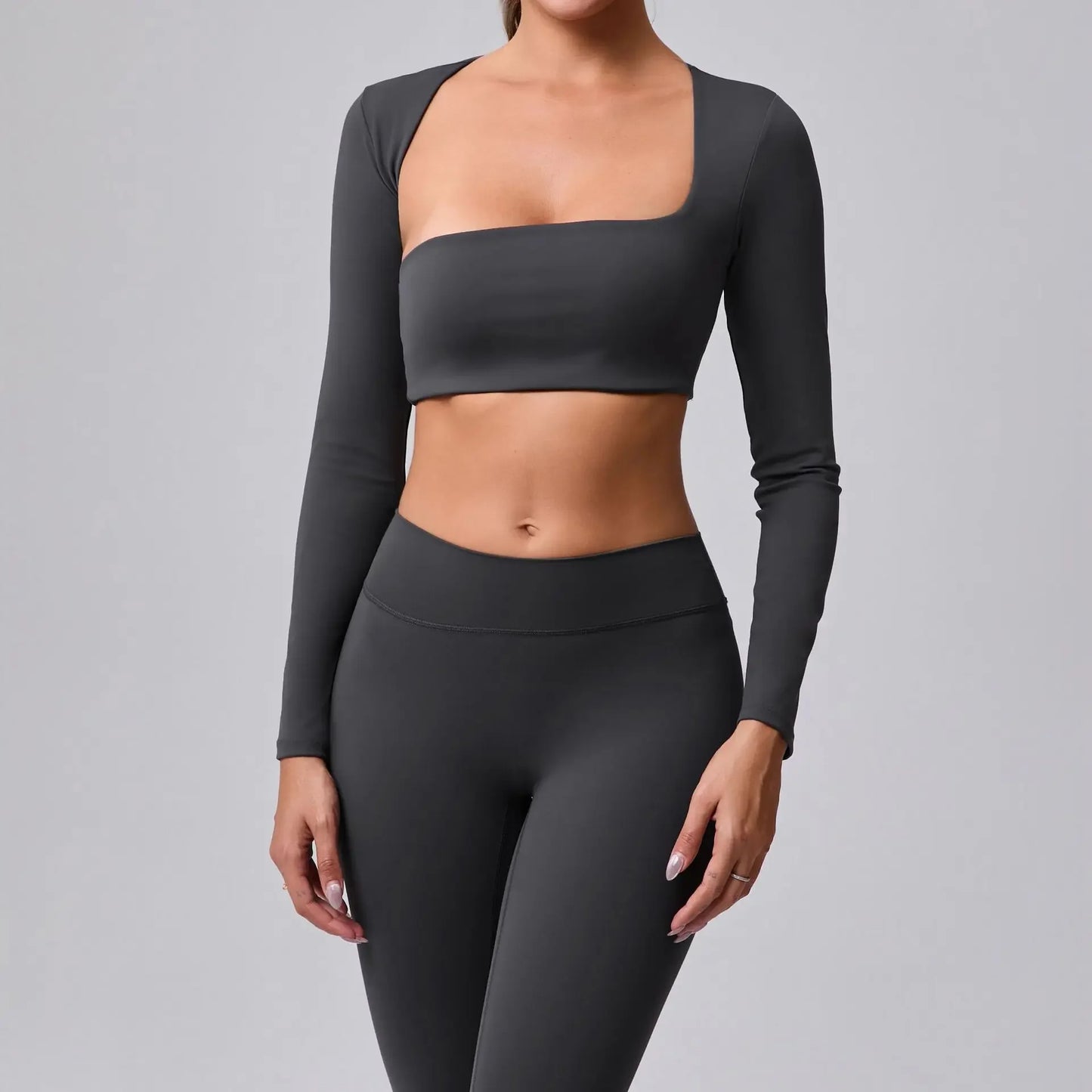 Women's Cut-Out Sport Top, Cropped, Asymmetric Square Neck