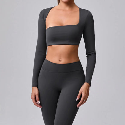 Women's Cut-Out Sport Top, Cropped, Asymmetric Square Neck