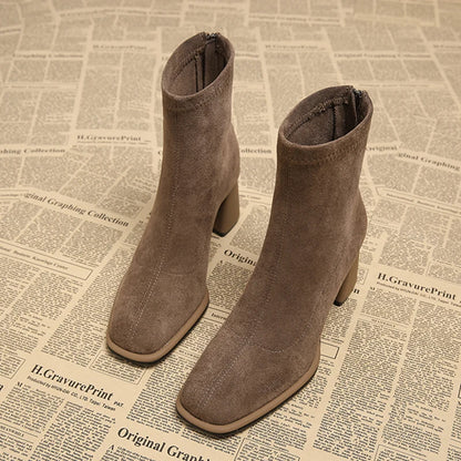 Women’s Ankle Boots with Zippers & Thick Heels