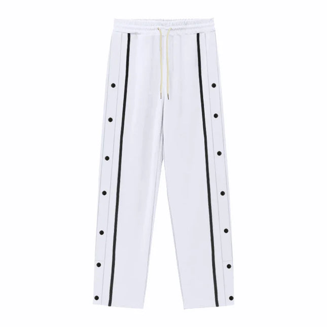 Men's Loose Fit Drawstring Joggers with Side Buttons
