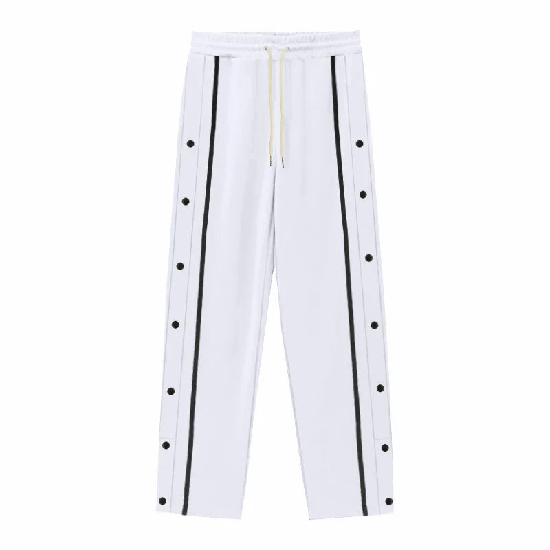 Men's Loose Fit Drawstring Joggers with Side Buttons
