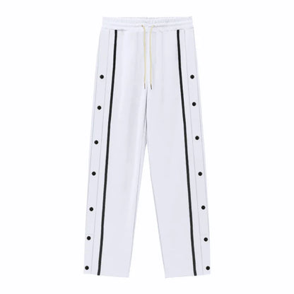 Men's Loose Fit Drawstring Joggers with Side Buttons