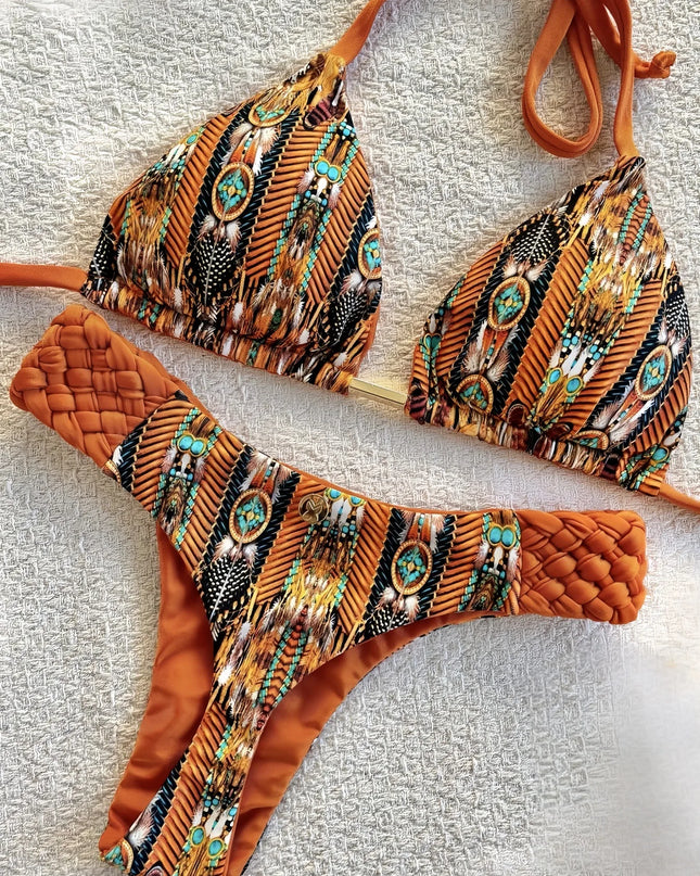 Women's Halter Mini Thong High-Cut Bikini Swimsuit -