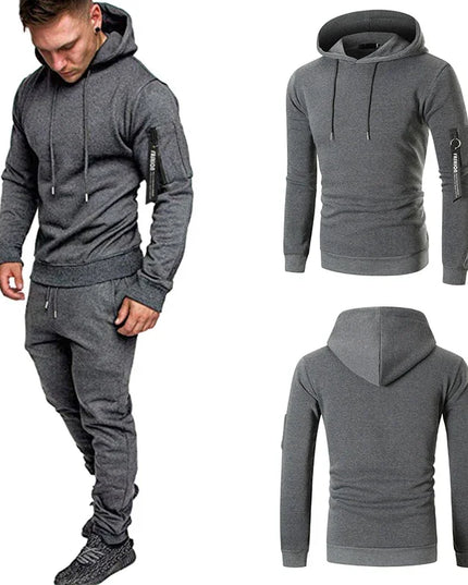 Men's Two-Piece Hooded Sweatshirt & Drawstring Pants Set