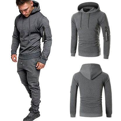 Men's Two-Piece Hooded Sweatshirt & Drawstring Pants Set