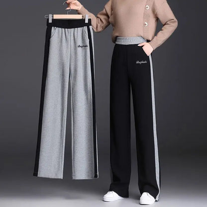 High Waist Elastic Waist Straight Leg Sweatpants for Women