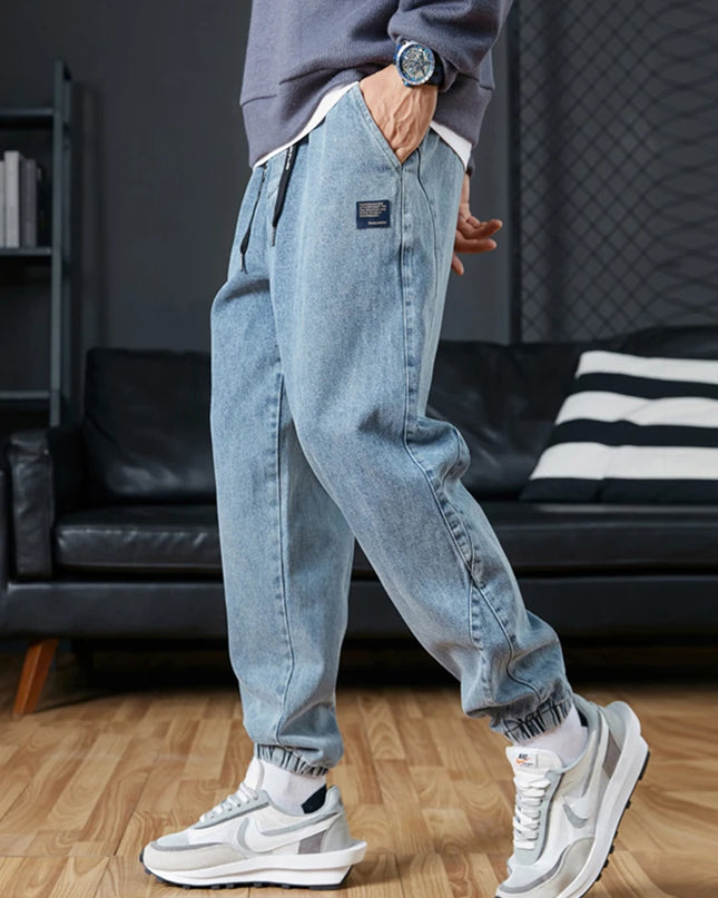 Men's Jogger   Casual Denim Cargo Pants Stretch Cotton Taper Jeans Baggy Trousers