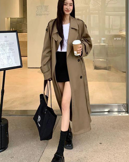 Vintage Elegant Women's Long Trench Coat