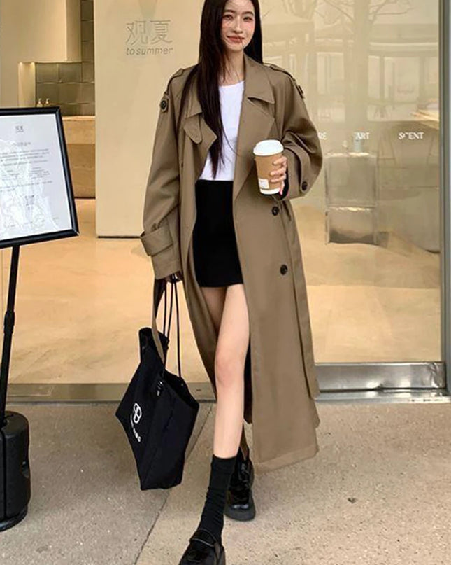 Vintage Elegant Women's Long Trench Coat