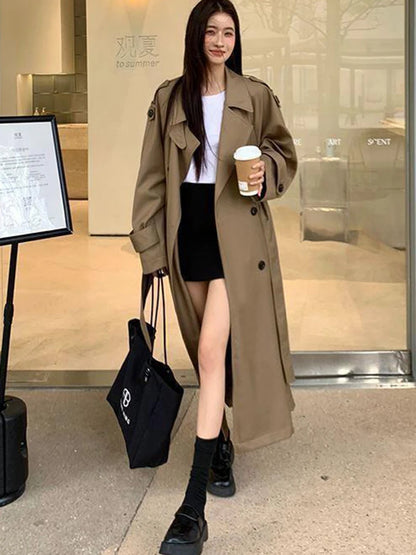 Vintage Elegant Women's Long Trench Coat