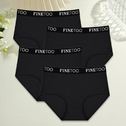 Women's 4-Piece Cotton High-Waist Seamless Breathable Elastic Underwear
