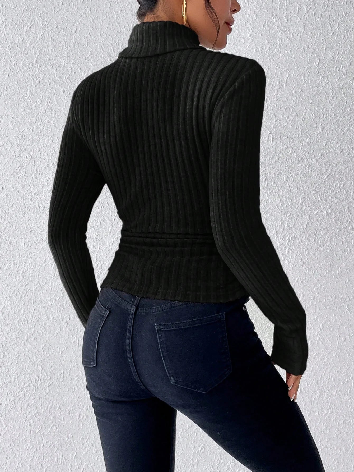 Women’s Long Sleeve Slim Fit Stretch Knitted Sweater