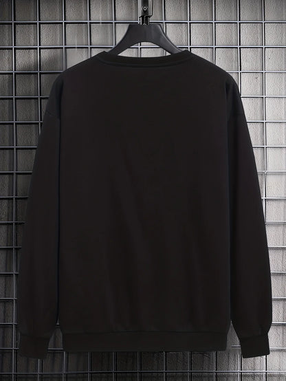 Men's Casual Loose Fit Anchor Pattern Print Sweater