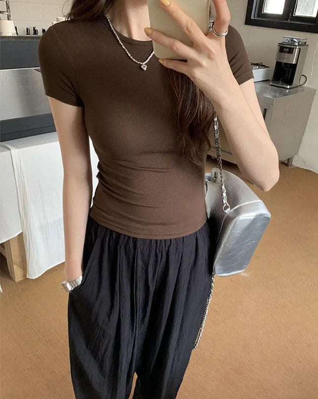Women's Slim Fit Crewneck Cropped T-Shirt