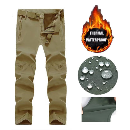 Men’s Waterproof Fleece Cargo Pants – Tactical Hiking Combat Trousers for Men