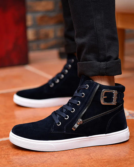 Men's Breathable High Top Casual Sneakers with Side Zipper