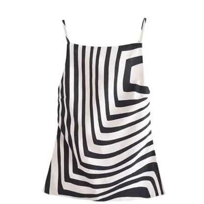 Backless Sleeveless Black and White Crop Top for Women with Thin Straps