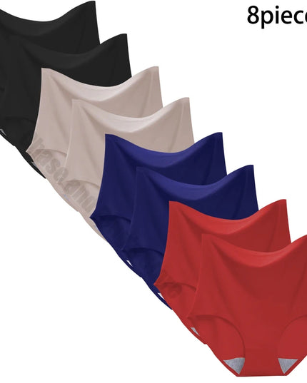 8-Pack Women’s Ice Silk Seamless Triangle Briefs - Comfortable, Tight Fit, Elastic Underwear Set