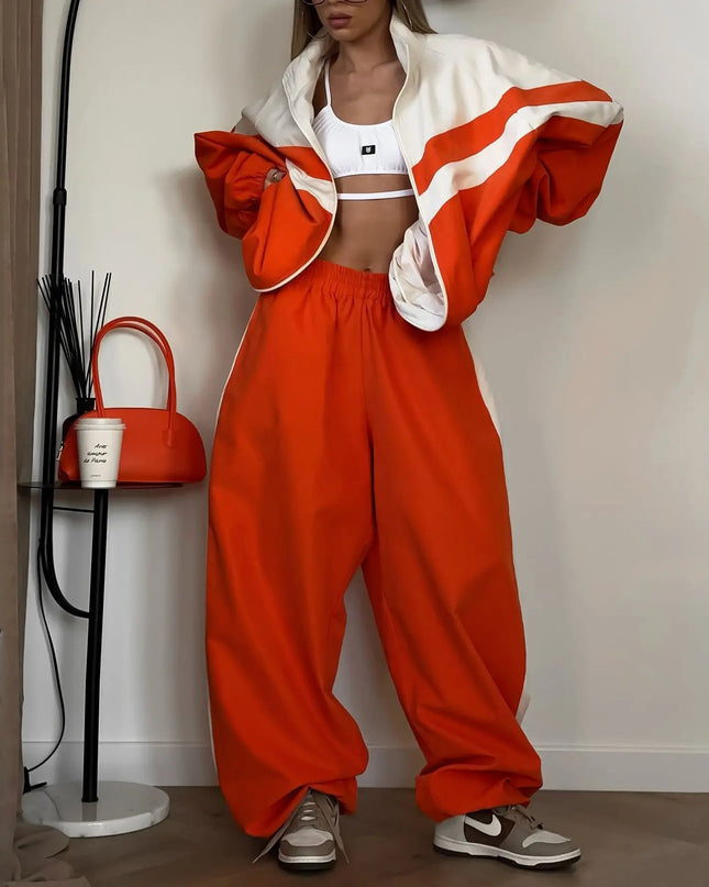 Women’s Two-Piece Set – Loose, Breathable Jacket and Pants Ensemble
