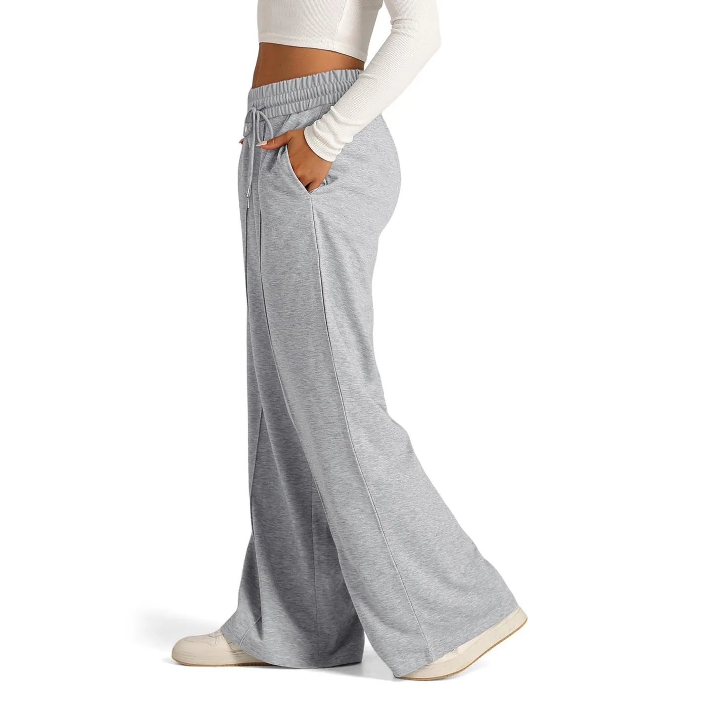 Women's Wide Leg Straight Pants with Drawstring
