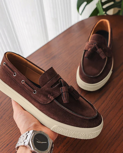 Luxury Men's Suede Tassel Loafers – Comfortable Stylish Dress Shoes